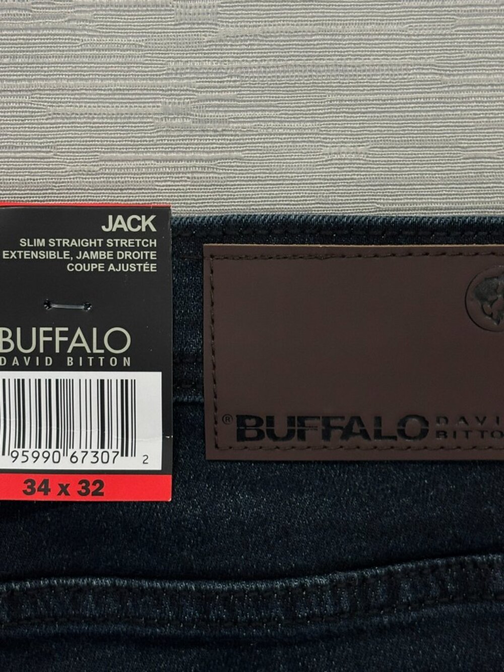 Buffalo David Bitton Jack Jeans Mens 34 x 32 Slim Fit Straight Dark Wash Denim - Picture 7 of 14